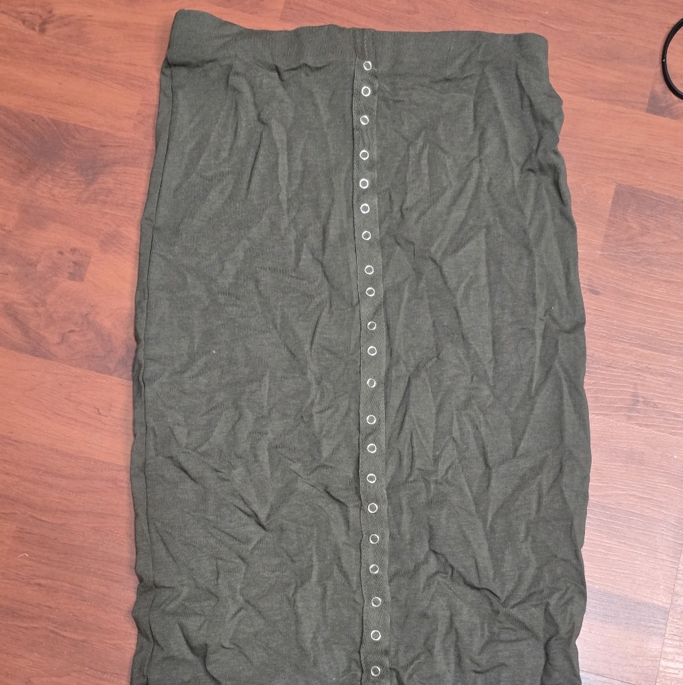 Olive Button-Down Women's Skirt